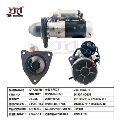 Démarreur moteur 24V D150A pour moteur diesel 6D155, accessoires 0210002310 0210002311 6008132711 6008132740 pour NIKKO