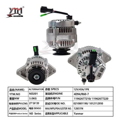 YTM ND201 12V 45A 1PK Alternator OE 11962677210 11962677220 for Yanmar  4D94 R60-7