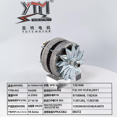 YTM VA206 12V 60A Alternateur 439190 11201292 11203106 pour le moteur Deutz F3L1011F F4L2011