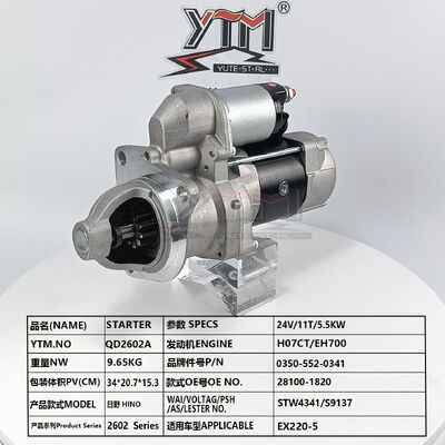 24V 11T 5.5KW moteur de démarrage QD2602A Pour Hino H07CT EH700 moteur Hitachi EX220-5 Excavator OE 28100-1820 0350-552-0341 STW4341 S9137