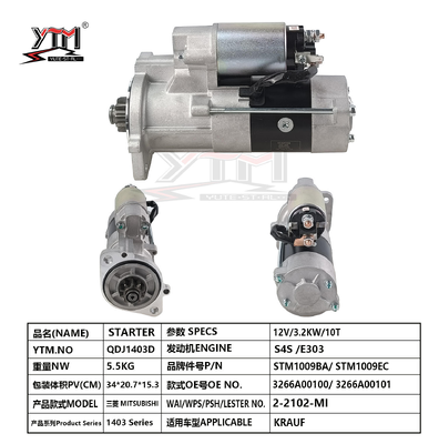 Moteur de démarrage 12V 3.2KW 10T QDJ1403D Pour moteur S4S E303 OE 3266A00100 3266A00101 STM1009BA 2‐2102‐MI