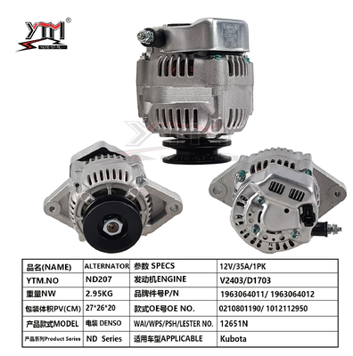 Alternateur DENSO robuste 12V 35A 1PK pour moteur Kubota V2403 D1703 OE 1963064011 0210801190 1012112950