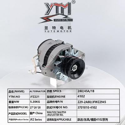 Alternateur 24V 45A JFZ221 pour moteur 4102 OE 3701010-4102 Z29-2A80 JFWZ2945 pour camion Yuejin Dongfeng Foton