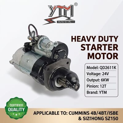 Démarreur 24V 12T 6KW QD2611K pour moteur Cummins 4B 4BT 4BTA ISBE OE 3968130 4929600 pour excavatrice Shantui SZ150
