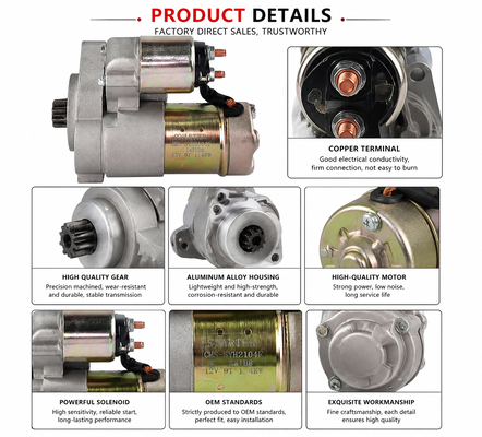 Moteur de démarrage QDJ1431D8 12V 1.4KW 9T 11840077020 S114851 S114851A Pour le moteur Yanmar EV80V KDE12EA3 Hitachi démarreur de remplacement