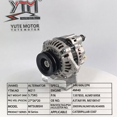 24V 60A Alternator 2PK for Caterpillar E307 Mitsubishi 4M40 Engine OE A3TA8199 ME108147 1397850 Excavator Generator
