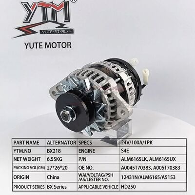 24V 100A 1PK Alternator BX218 For Mitsubishi S4E Engine HD250 OE ALM6165LK A0045T70383