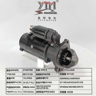 Starter QD1513A 32009022 32009023 IS1105 AJF4224 STI4264 for JCB JS220 Excavator Isuzu IS1105 Engine 12V 11T 4.2KW