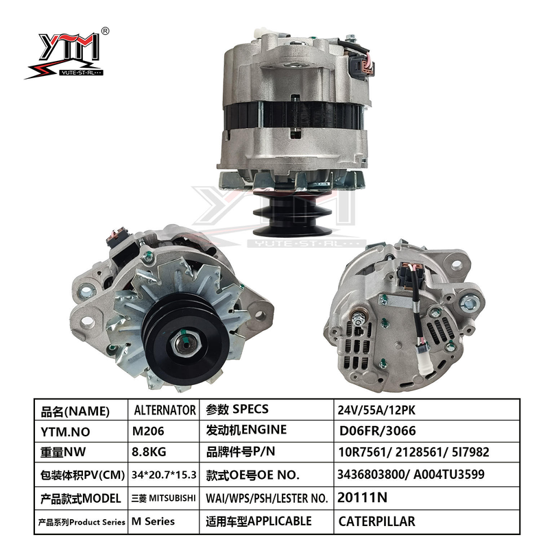 Alternateur 24V 55A A004TU3599 3436803800 10R7561 pour moteur Mitsubishi D06FR Caterpillar 3066