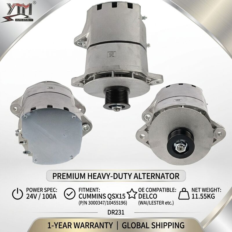 Alternator DR231 24V 100A 3000347 10455196 3167251 3400698 ALD0012 for Cummins QSX15 Construction Machinery